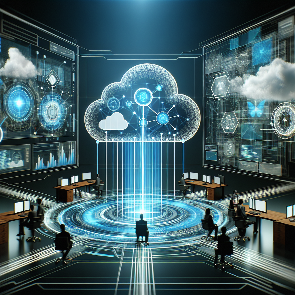 Visualisierung einer KI-Plattform mit vernetzten Datenströmen
