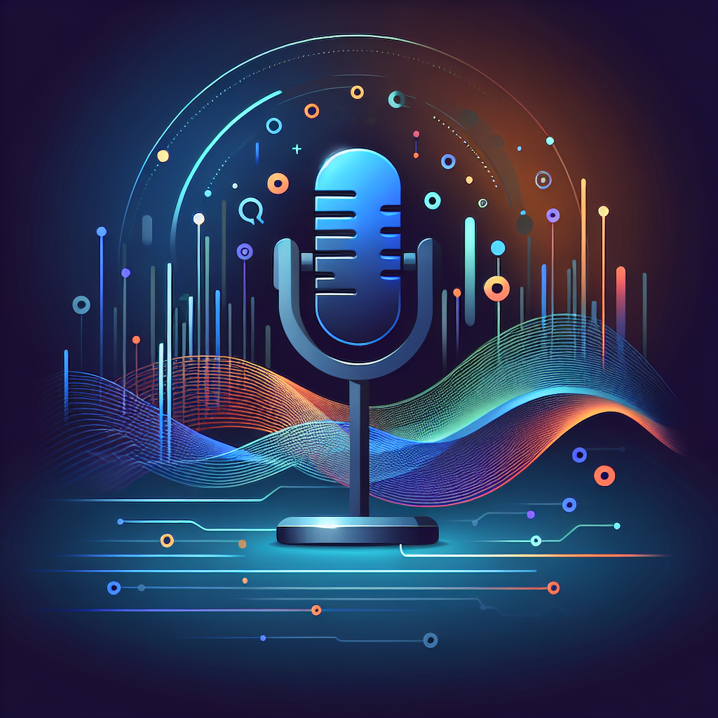 Abstrakte Darstellung von Speech-to-Text-Technologie: Mikrofon transformiert in digitale Textwellen – symbolisch für Mistrals Voxtral Transcribe 2