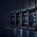 Abstrakte modulare Rechenarchitektur mit fünf gestaffelten Leistungsstufen und kontrolliertem Licht als Symbol für Claude Opus 5