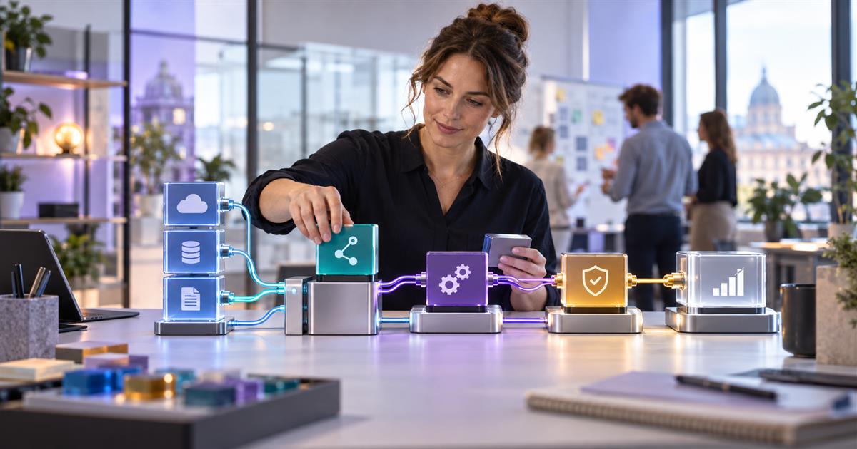Mitarbeiterin verbindet Daten, Workflows und Freigaben in Copilot Studio