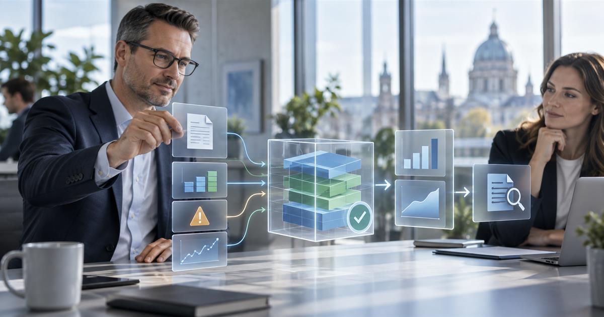 Controller bereitet Finanzdaten mit Microsoft Copilot für eine geprüfte Entscheidung auf