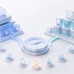 Helle Visualisierung einer Unternehmensentscheidung zwischen betreutem KI-Agenten-Service und modularer Eigenentwicklung mit zentraler Bewertung von Kosten, Governance und Kontrolle