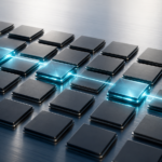 Symbolbild zu Reflection AI Beam: Ein cyanfarbener Lichtstrahl verbindet ausgewählte Module einer Rechenarchitektur.